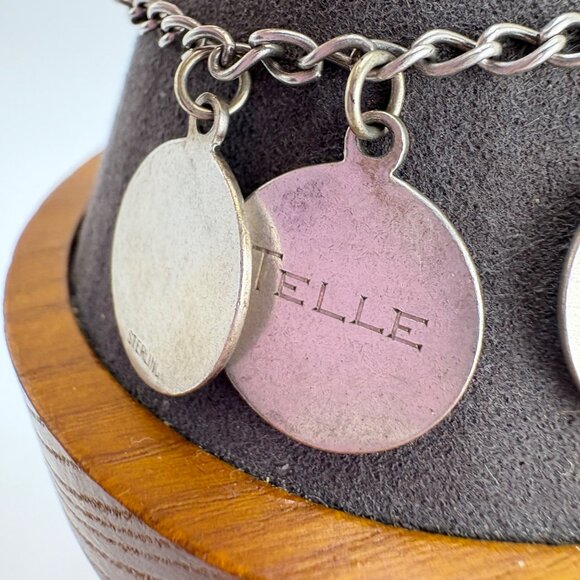 VTG Solid Sterling Silver 925 Name Tags ID Chain Bracelet Size 7" Length - Picture 4 of 16